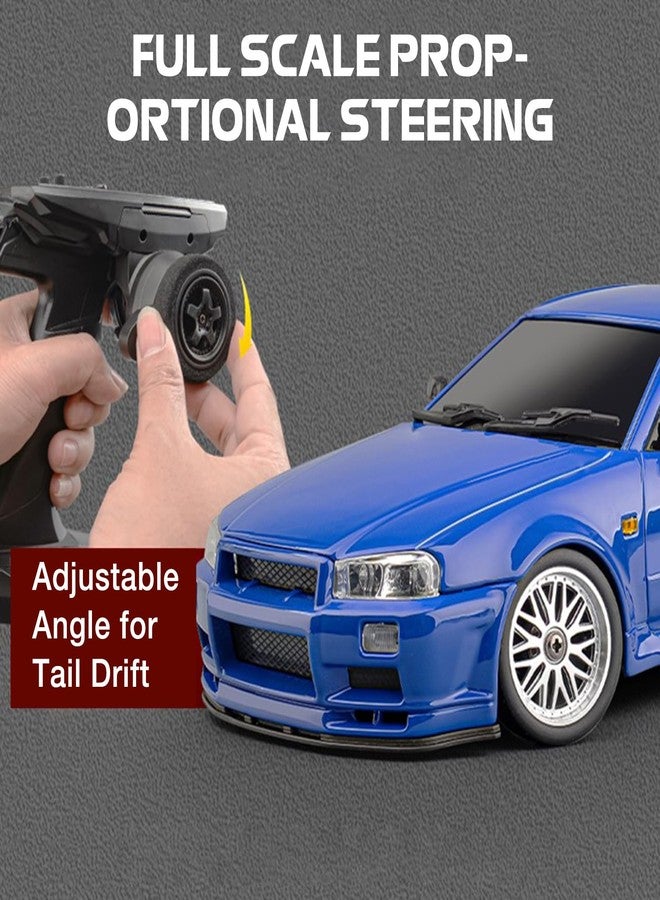 أريس سيارة سباق ARRIS LD1899 1/18 RC Drift Car GTR R34 2.4GHz RWD مع جيروسكوب، هيكل من سبيكة معدنية، لون أزرق - Image 5
